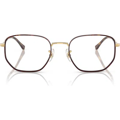 Ray Ban Ray-ban 53mm Irregular Optical Glasses In Gold Havana