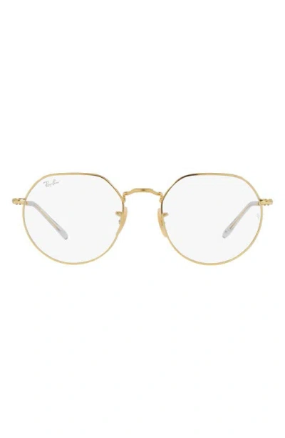 Ray Ban 53mm Jack Polarized Irregular In Gold Flash