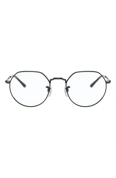 Ray Ban 53mm Metal Optical Glasses In Shiny Black