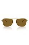 Ray Ban Caravan Reverse Sunglasses Arista Gold Frame Brown Lenses Polarized 61-15 In Gold Flash