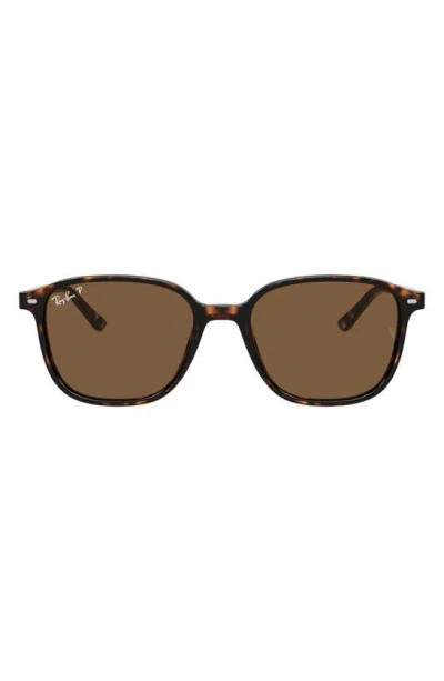 Ray Ban 53mm Polarized Square Sunglasses In Havana/ Brown