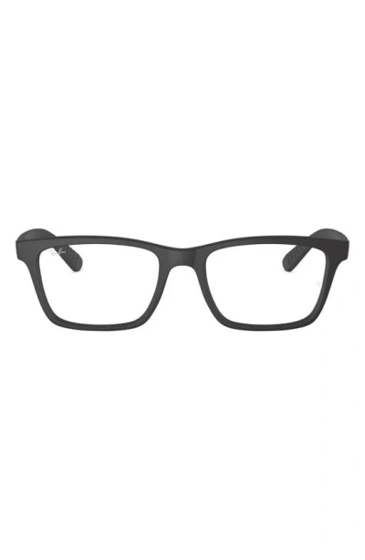 Ray Ban 53mm Rectangular Optical Glasses In Matte Black