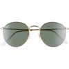 Ray Ban Ray-ban 53mm Round Sunglasses In Gold/green Gold