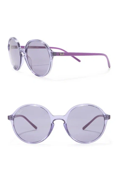 Ray Ban 53mm Round Sunglasses In Transparent Violet