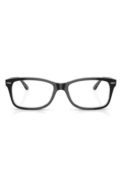 Ray Ban 53mm Square Optical Glasses In Black