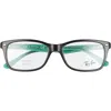 Ray Ban Ray-ban 53mm Square Optical Glasses In Black Green/clear