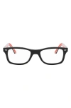 Ray Ban 53mm Square Optical Glasses In Black Red