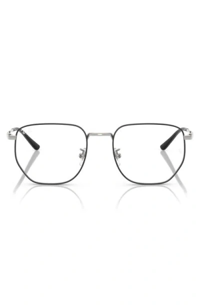 Ray Ban Ray-ban 53mm Square Optical Glasses In Black Silver