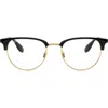 Ray Ban Ray-ban 53mm Square Optical Glasses In Black/gold