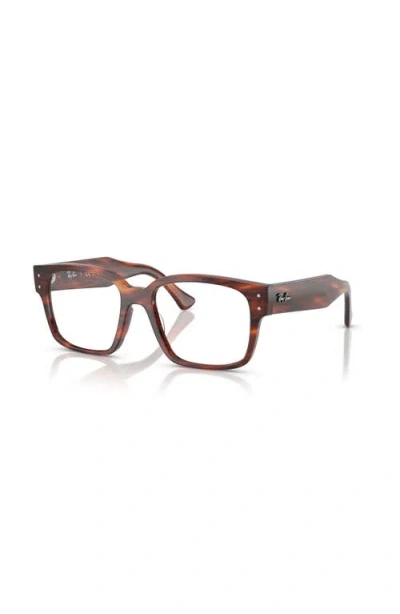 Ray Ban Ray-ban 53mm Square Optical Glasses In Brown