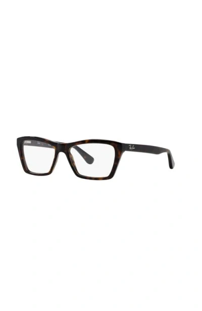 Ray Ban Ray-ban 53mm Square Optical Glasses In Brown