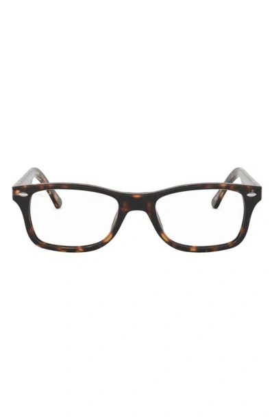 Ray Ban 53mm Square Optical Glasses In Dark Havana