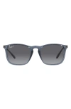 Ray Ban 54mm Gradient Polarized Rectangle Sunglasses In Rose Gold Black