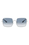 Ray Ban Ray-ban Oversized Square Frame Sunglasses In Silver/blue Gradient
