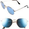 Ray Ban Ray-ban 54mm Hexagonal Flat Lens Sunglasses In Gold/blue