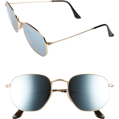 Ray Ban Ray-ban 54mm Hexagonal Flat Lens Sunglasses In Gold/grey