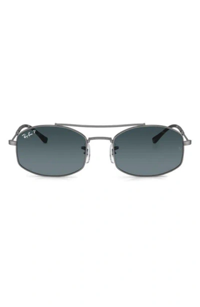 Ray Ban 54mm Polarized Oval Sunglasses In Gunmetal
