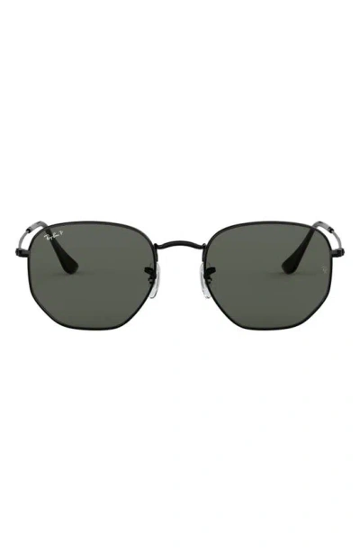 Ray Ban 54mm Polarized Square Sunglasses In Black/ Green