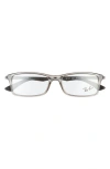 Ray Ban Ray-ban 54mm Rectangular Blue Light Blocking Glasses In Grey Transparent/clear