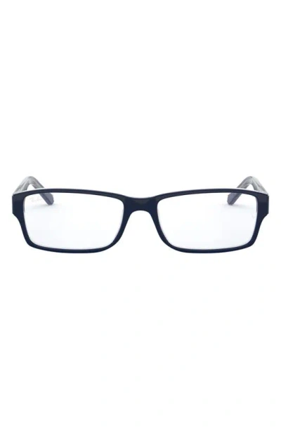 Ray Ban 54mm Rectangular Blue Light Blocking Glasses In Transparent Grey