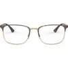 Ray Ban Ray-ban 54mm Rectangular Optical Glasses In Pink Gold/havana