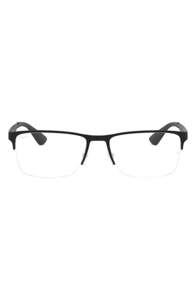 Ray Ban 54mm Semi Rimless Rectangular Optical Glasses In Matte Black