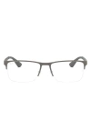 Ray Ban 54mm Semi Rimless Rectangular Optical Glasses In Matte Gunmetal