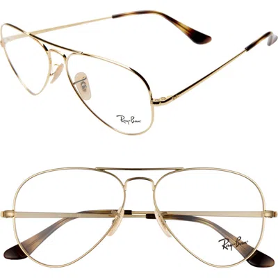 Ray Ban Ray-ban 55mm Aviator Optical Glasses In Gold/clear