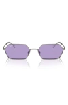 Ray Ban 55mm Frameless Rectangle Sunglasses In Gunmetal/ Purple