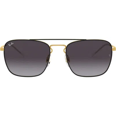 Ray Ban Ray-ban 55mm Metal Aviator Sunglasses In Black/gold
