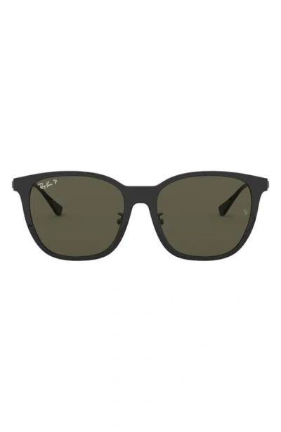 Ray Ban Ray-ban 55mm Polarized Square Sunglasses In Brown