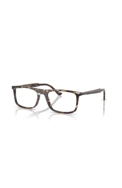 Ray Ban Ray-ban 55mm Rectangle Optical Glasses In Brown