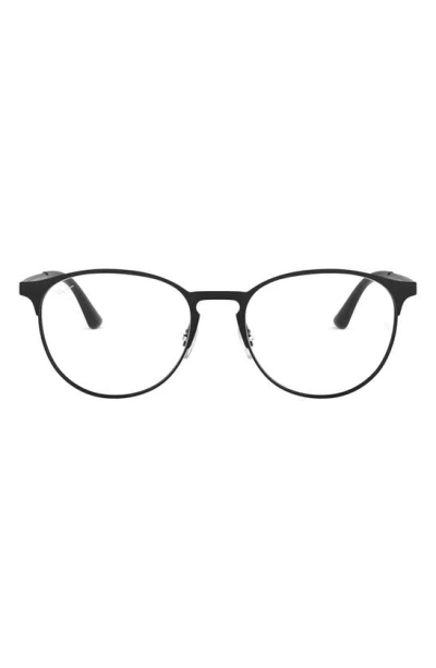 Ray Ban 55mm Semi Rimless Round Optical Glasses In Matte Black
