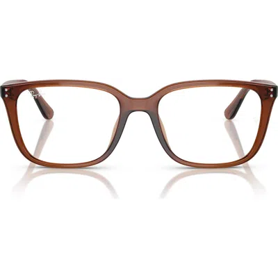 Ray Ban Ray-ban 55mm Square Optical Glasses In Transparent Brown