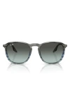 Ray Ban Rb2203 Sunglasses Striped Grey Frame Blue Lenses 55-20 In Grau Gestreift