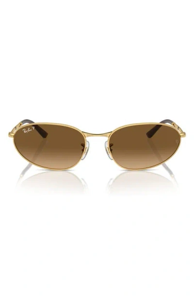 Ray Ban 56mm Gradient Polarized Oval Sunglasses In Gold Flash
