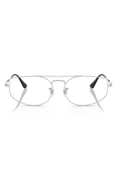 Ray Ban Ray-ban 56mm Irregular Optical Glasses In Silver