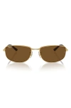 Ray Ban 56mm Irregular Sunglasses In Gold/ Brown