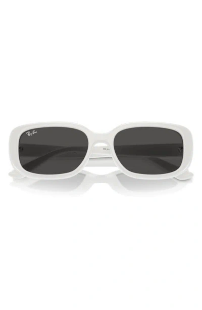 Ray Ban 56mm Pillow Rectangular Sunglasses In White