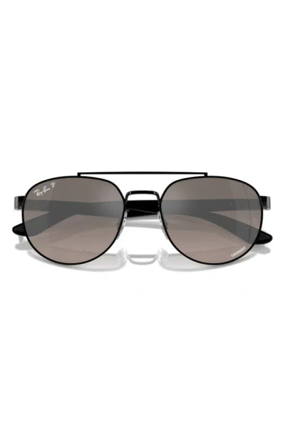 Ray Ban 56mm Polarized Irregular Sunglasses In Black