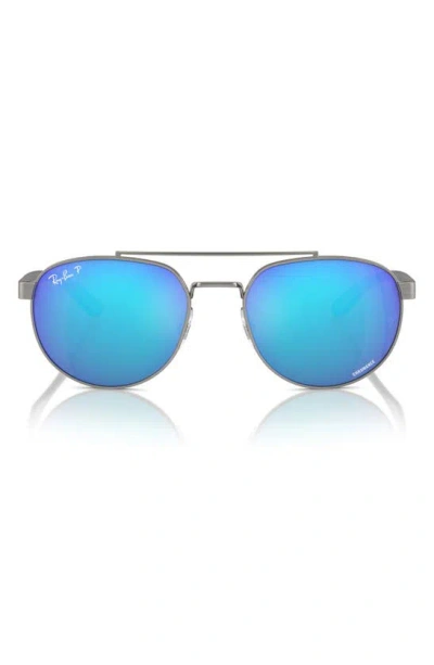 Ray Ban 56mm Polarized Irregular Sunglasses In Gunmetal