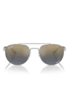 Ray Ban 56mm Polarized Irregular Sunglasses In Silver