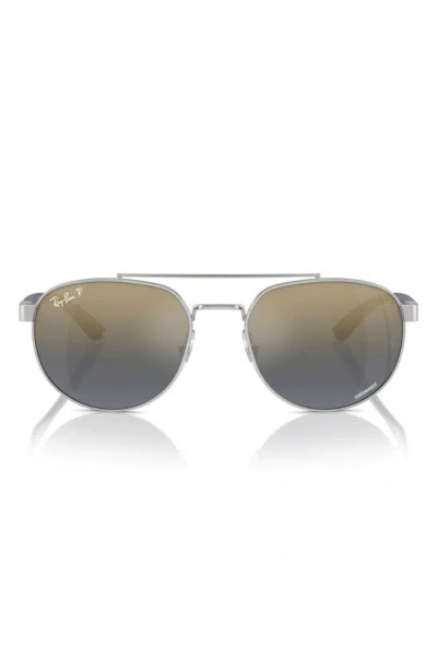 Ray Ban 56mm Polarized Irregular Sunglasses In Silver