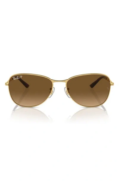 Ray Ban Ray-ban 56mm Polarized Pilot Sunglasses In Gold/brown Grad