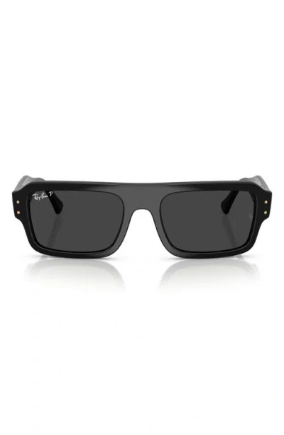 Ray Ban Ray-ban 56mm Polarized Rectangular Sunglasses In Black