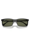 Ray Ban 56mm Polarized Rectangular Sunglasses In Black