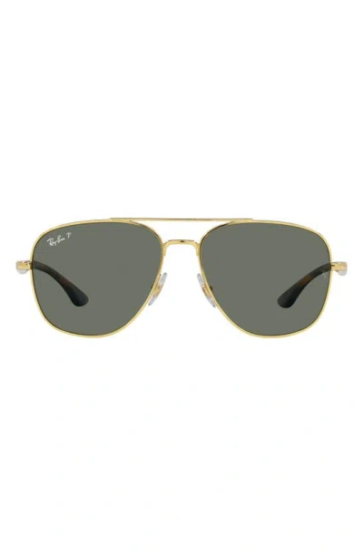 Ray Ban 56mm Polarized Square Sunglasses In Arista/ Polar Green