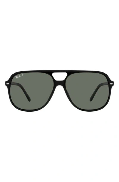 Ray Ban 56mm Polarized Square Sunglasses In Black