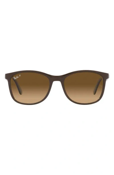 Ray Ban 56mm Polarized Square Sunglasses In Brown