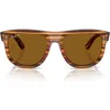 Ray Ban Ray-ban 56mm Polarized Square Sunglasses In Striped Havana